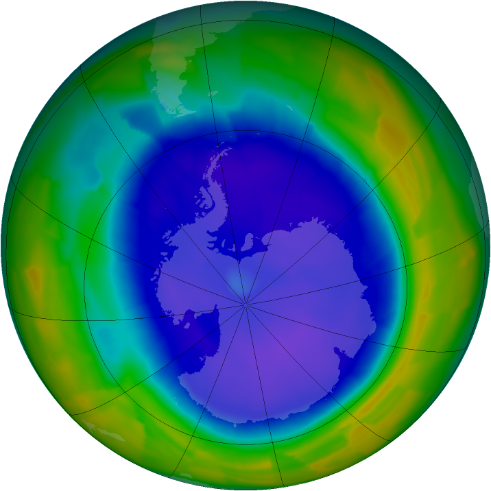 Antarctic ozone map for 16 September 2011